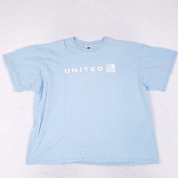 Fruit Of The Loom Tee Adult 3XL Blue United Airlines Logo Aviation Corporate Y2K